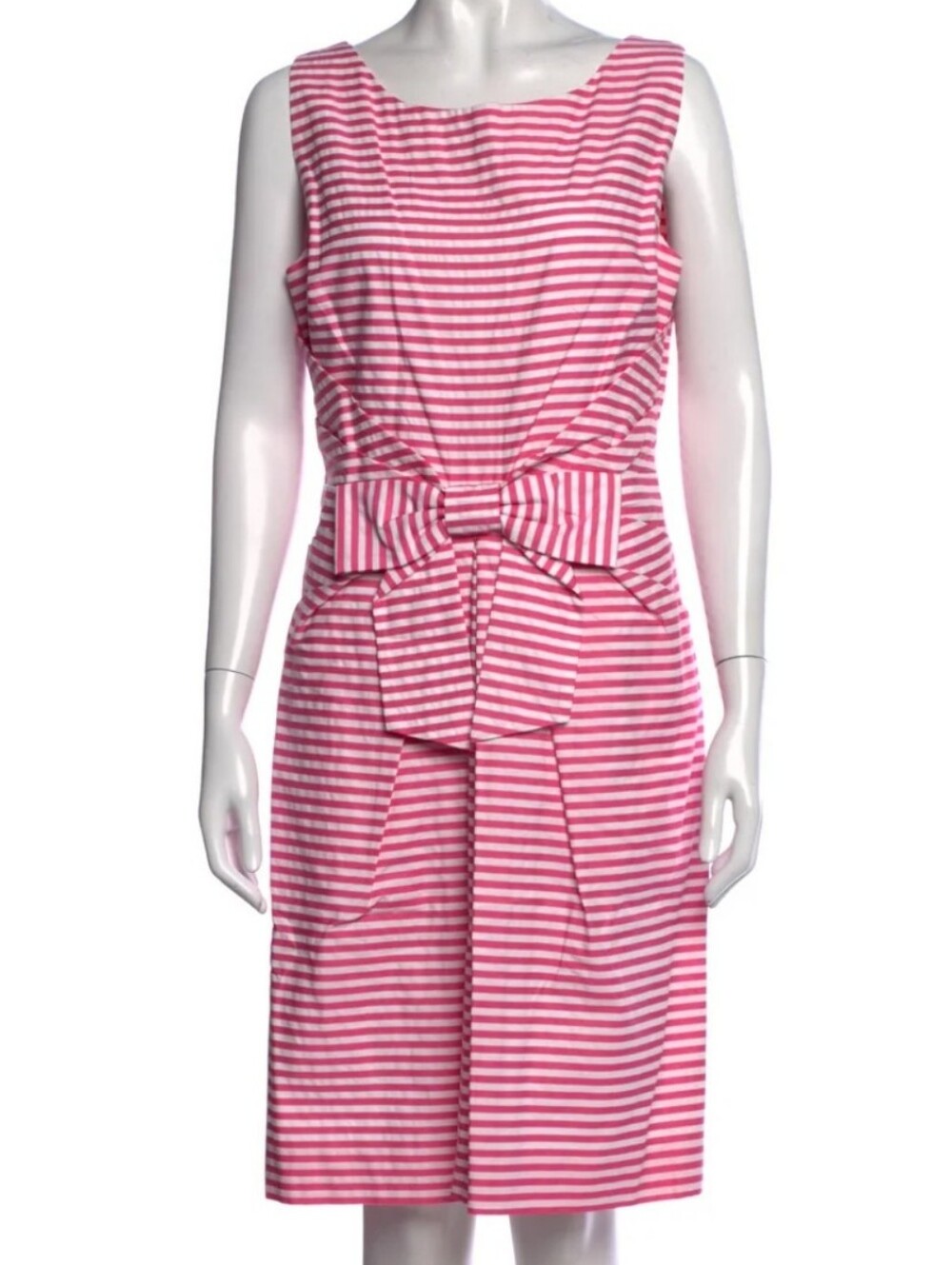 Kate Spade Pink & White Stripe Fully Lined Sleeveless Cotton Bow Dress Size 4